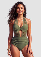 Conjunto de bikini de malla moldeadora de talle alto