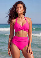 Conjunto de bikini de malla moldeadora de talle alto