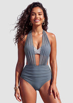 Conjunto de bikini de malla moldeadora de talle alto