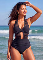 Conjunto de bikini de malla moldeadora de talle alto
