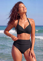 Conjunto de bikini de malla moldeadora de talle alto