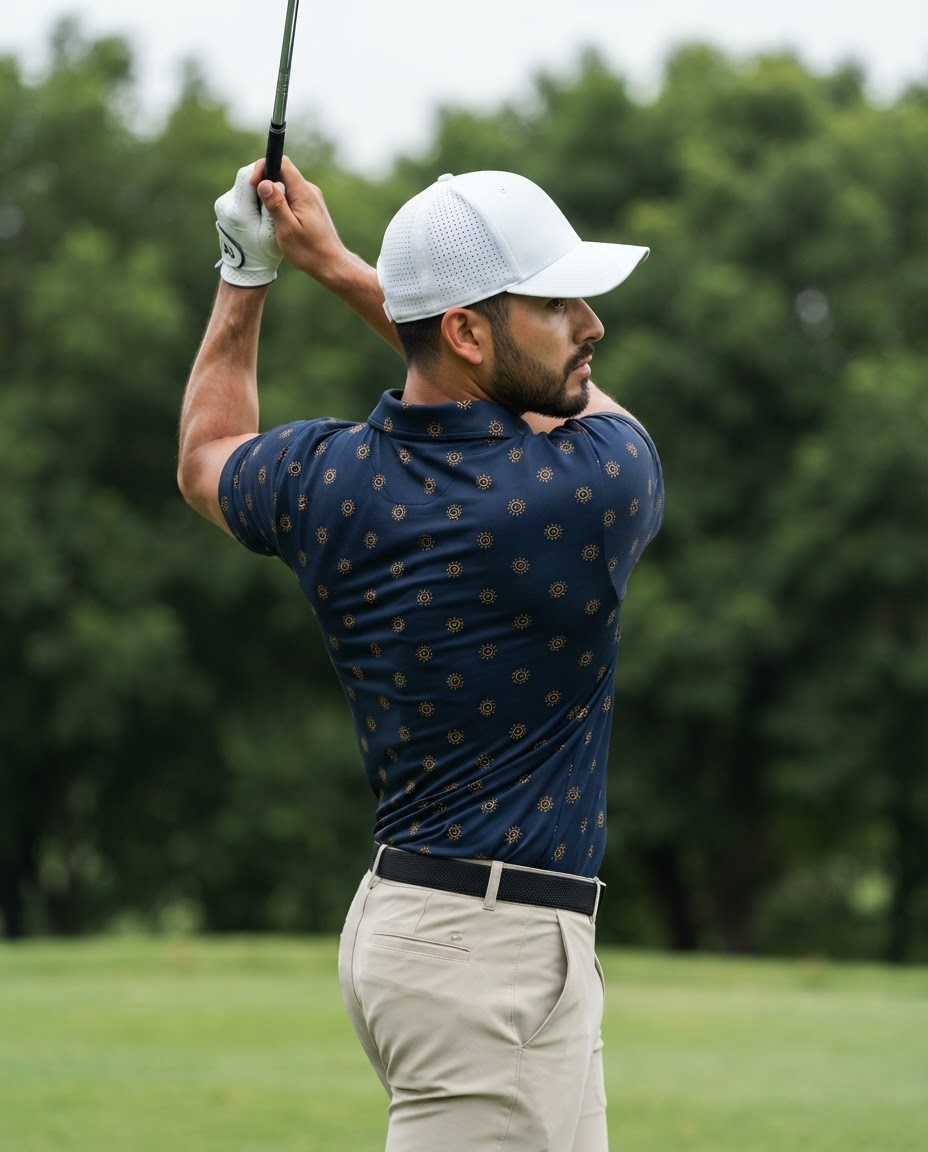 Polo de Golf El Sol Azteca — Edición Dorada